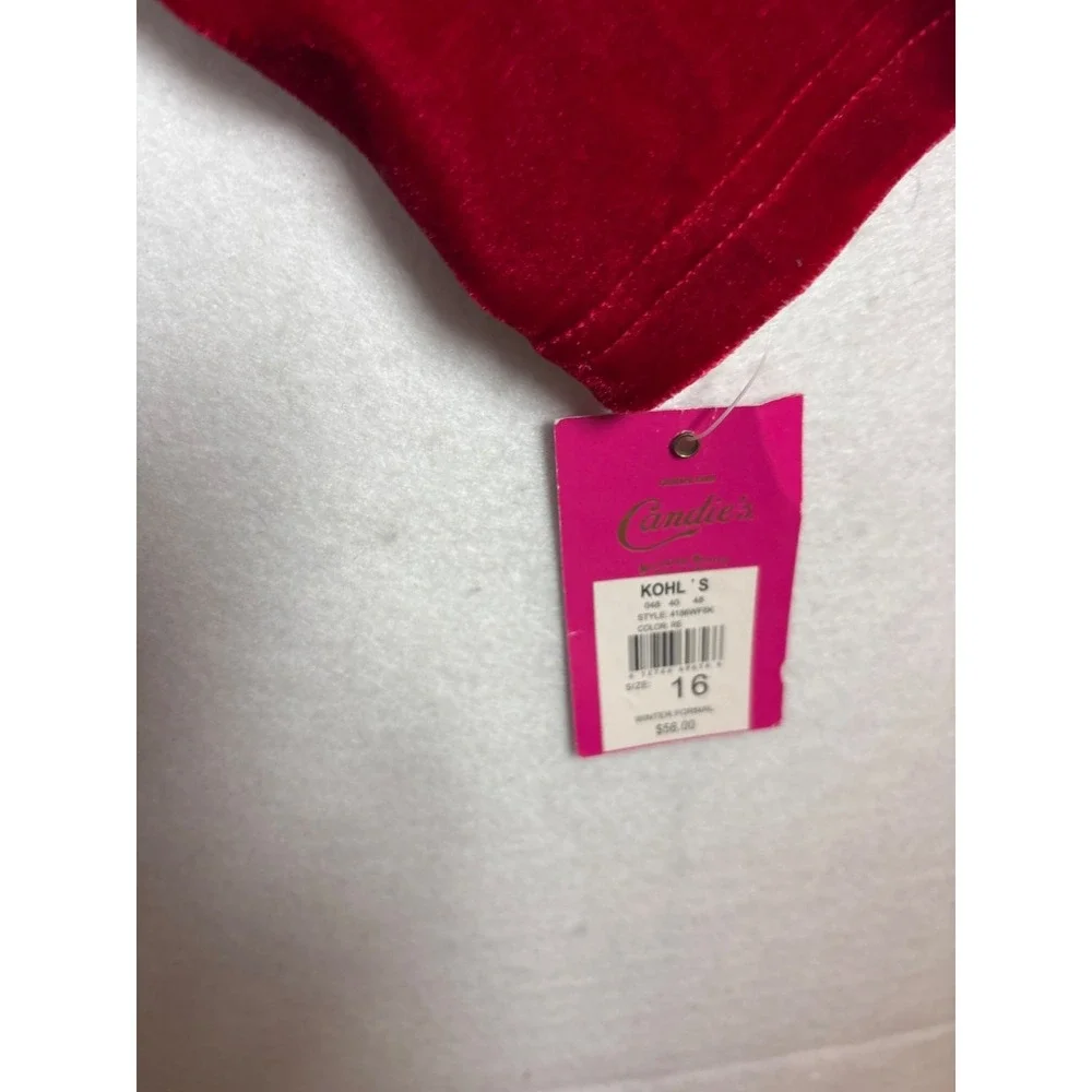 Candie's Shrug Bolero Kids Size 16 Red NEW Velvet Open Front‎ Cropped Layering